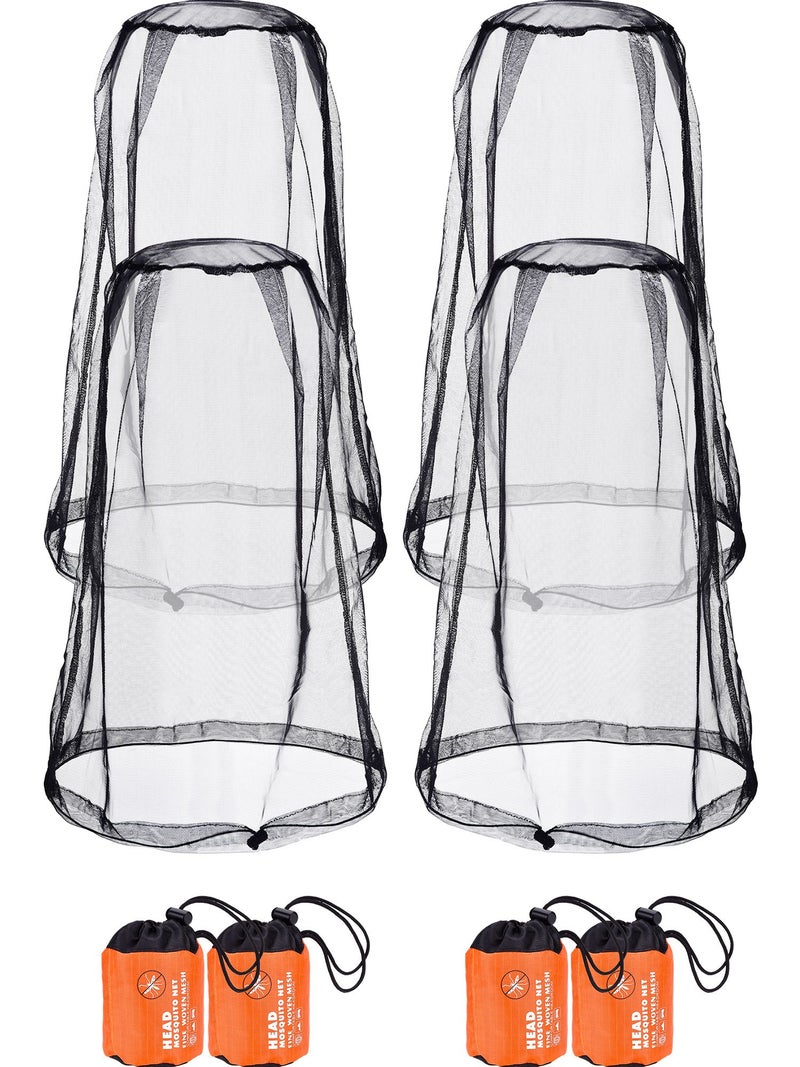 HESTYA 4 Pack Mosquito Net Face Mesh Protecting Net for Outdoor Hiking Camping Climbing Mosquito Fly Insects Preventing(Black) - Image 1